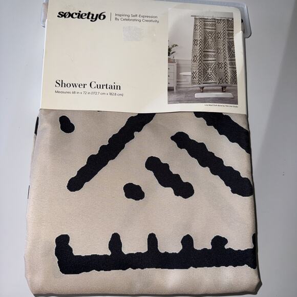 NWT Society6 Thinline Studio Cloth Shower Curtain 68 x 72" Line Mud Bone - Picture 2 of 6